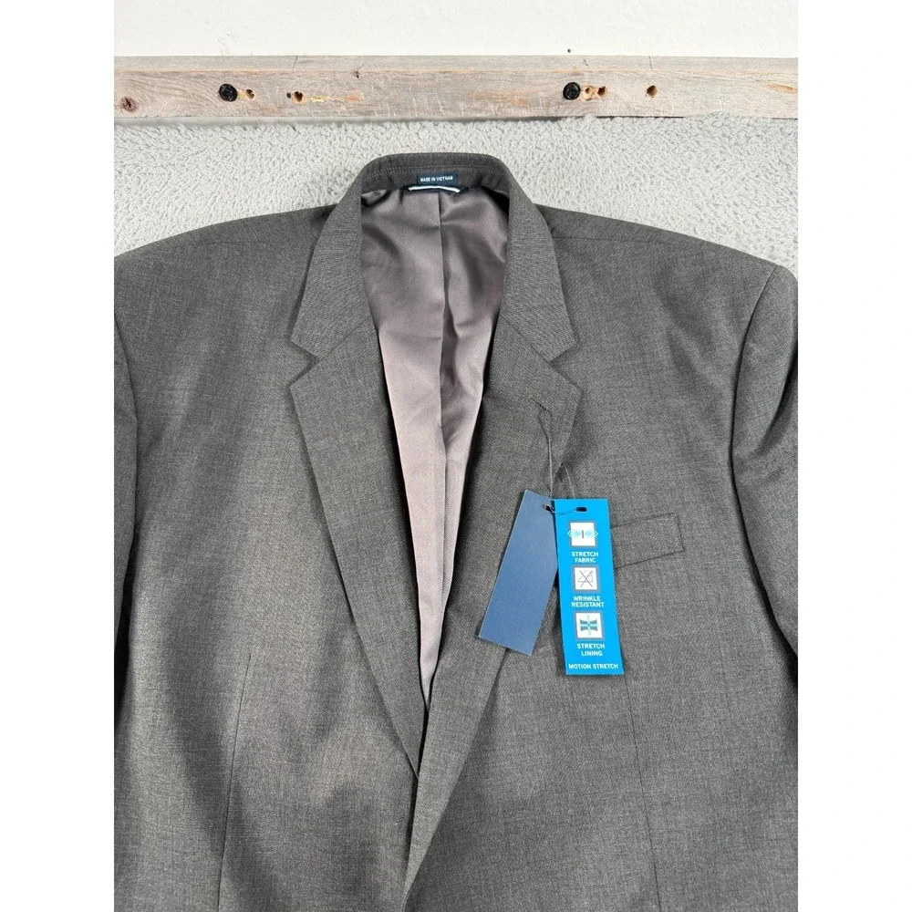 Saddlebred Blazer Mens 52L Gray Motion Stretch 2 Button Jacket Dual Vent NWT